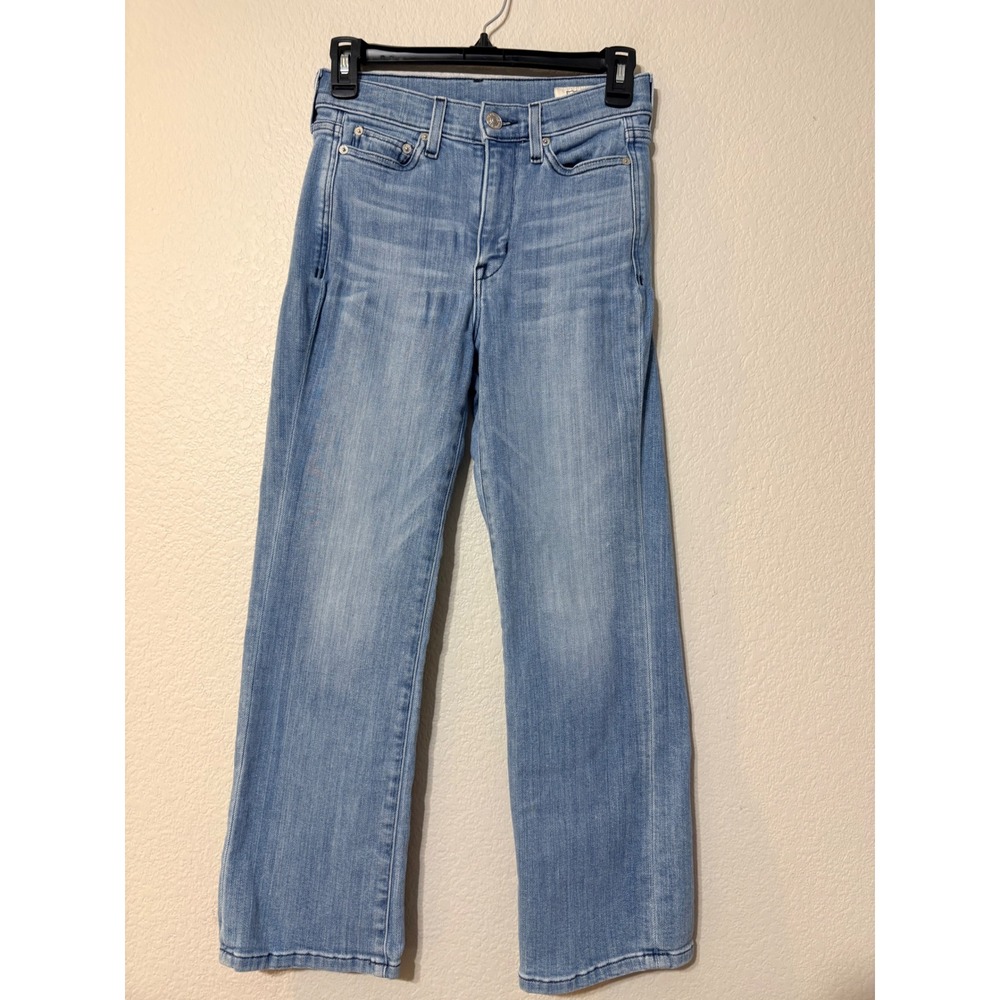 AYR The Pop High Rise Straight Leg Jeans Light Wash Blue Size 25S Made in LA
